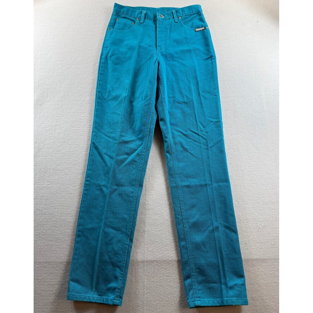 Roughrider Circle T Jeans Womens Teal High Rise Straight Leg 30x34